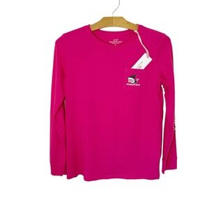 Vineyard Vines Elf Whale Pink Pocket Long Sleeve Tee XL (16)